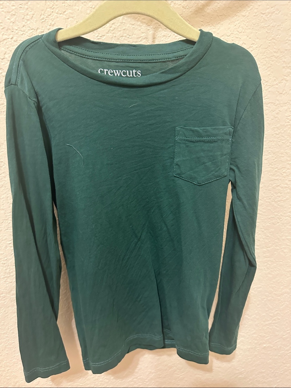 3/15$ Crewcuts Teal Green Long Sleeve Pocket Tee